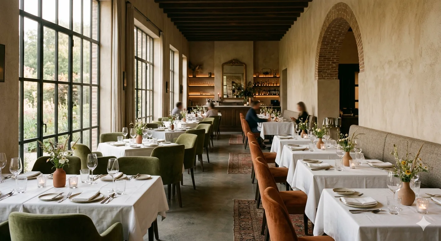 Noble Harvest Kitchen — wide interior and table